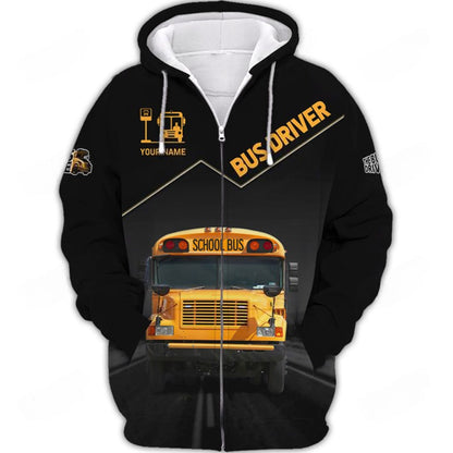 Custom Bus Driver Shirts School Bus 3D Shirts Black & Yellow UKND6270610