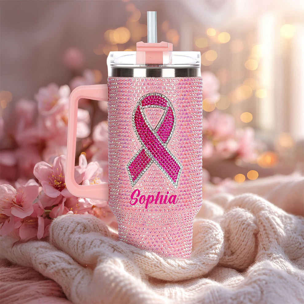 Breast Cancer Ribbon Rhinestone 40 Oz Tumbler QFTO5080801 – Custom ...