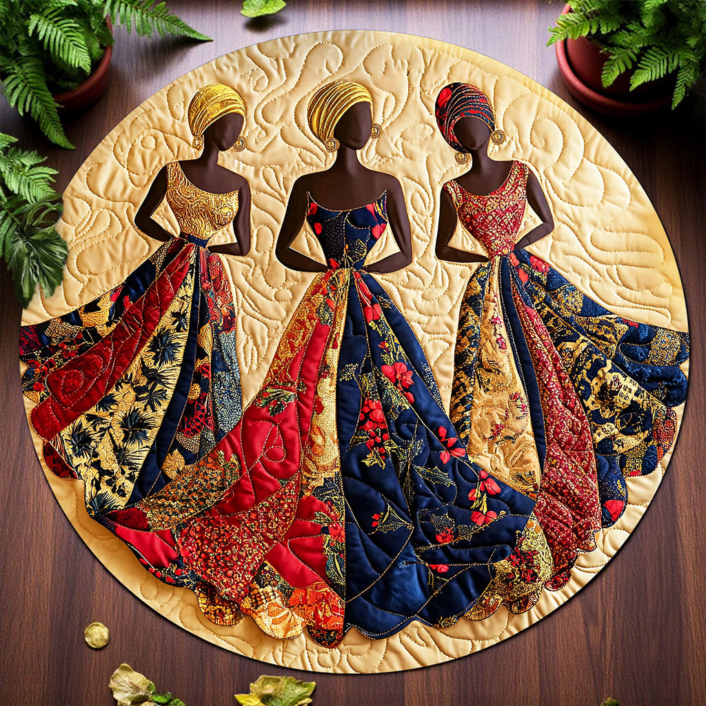 African Black Women Round Mat UKNT5241005