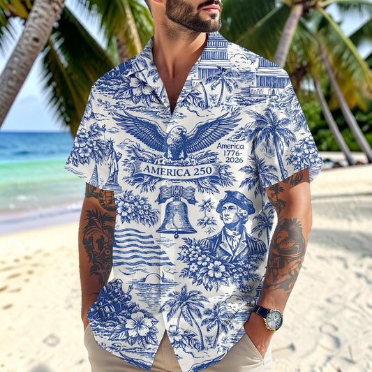 America 250 Hawaiian Shirt 1776–2026, Vintage Patriotic Shirt, 250 Years of America Celebration Button Down UKTD6160411