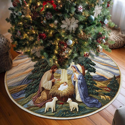 Nativity Christmas Tree Skirt, Festive Holiday Decoration QFHM5091005
