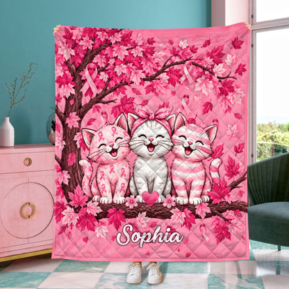 Personalized Breast Cancer Awareness Quilted Blanket UKTD6050803