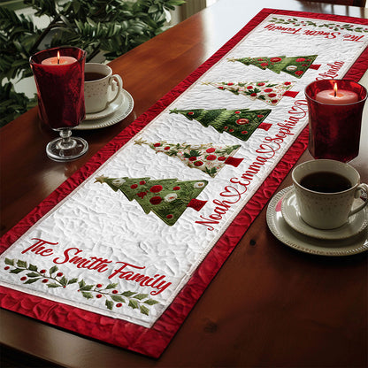 Personalized Christmas Tree Family Quilted Table Runner QFTO5031003