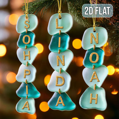 Personalized Name Family Acrylic Ornament, Sea Glass Alphabet Ornament QFTO5271001