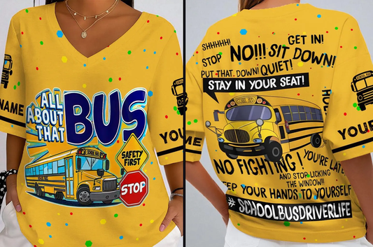 Personalized School Bus Driver V Neck Shirt NPNT5240702