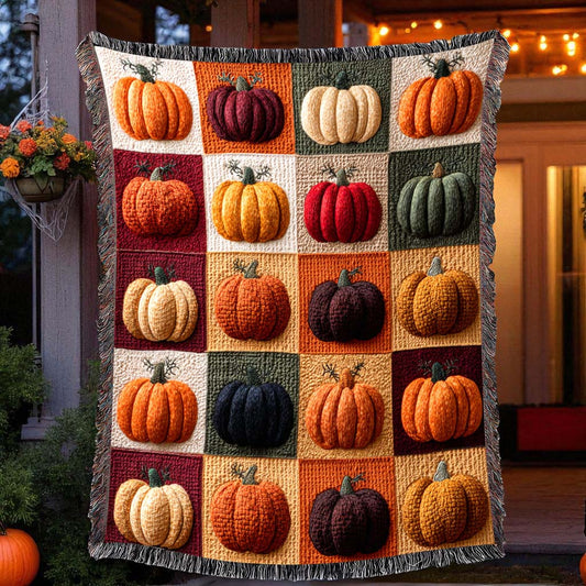 Fall Pumpkin Woven Tapestry Throw Blanket QFHM5210804