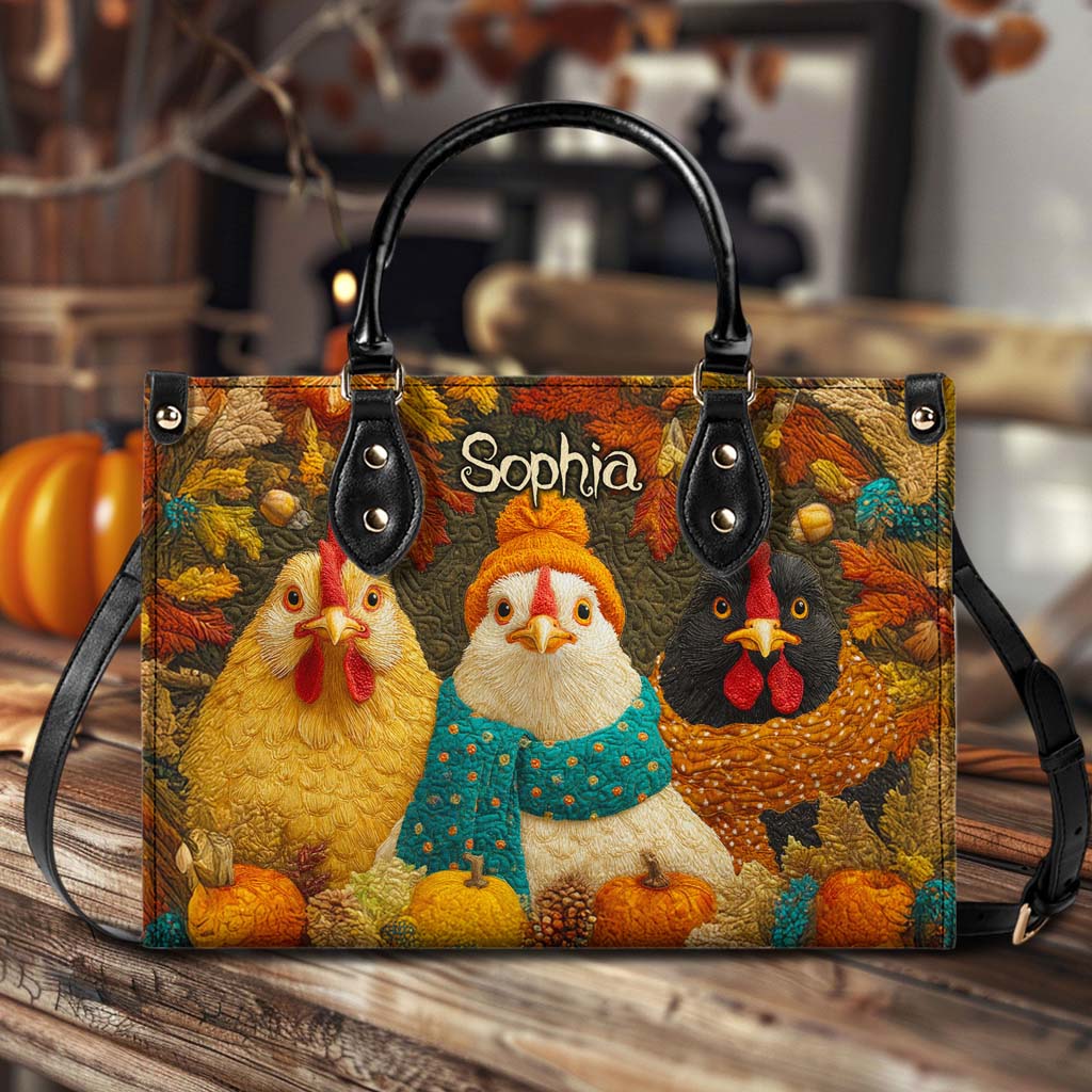 Personalized Quilt Fall Chicken Handbag Wallet Halloween NPTD5030901