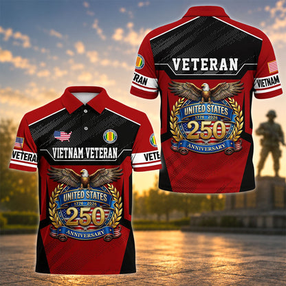 Vietnam Veteran United States 250th Anniversary Polo Shirt, Gifts for U.S Veterans UKHA6220602