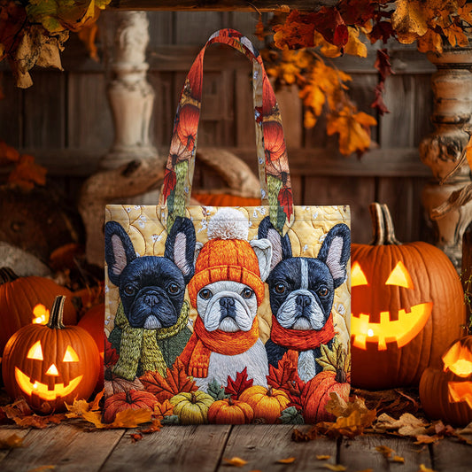 Personalized Fall Pumpkin Halloween Dog Quilted Tote Bag QFNT5250802