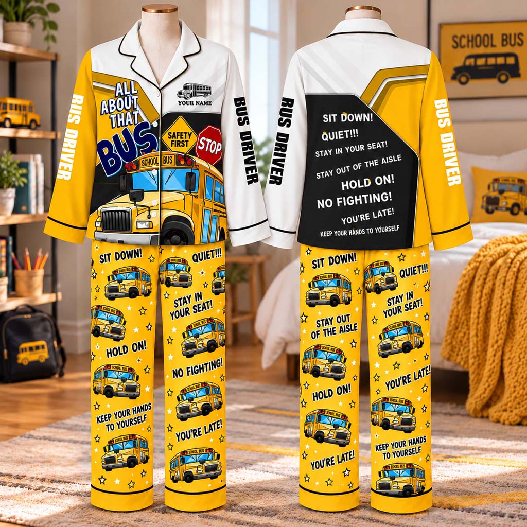 Personalized School Bus Driver Satin Pajama Set UKHM6201009