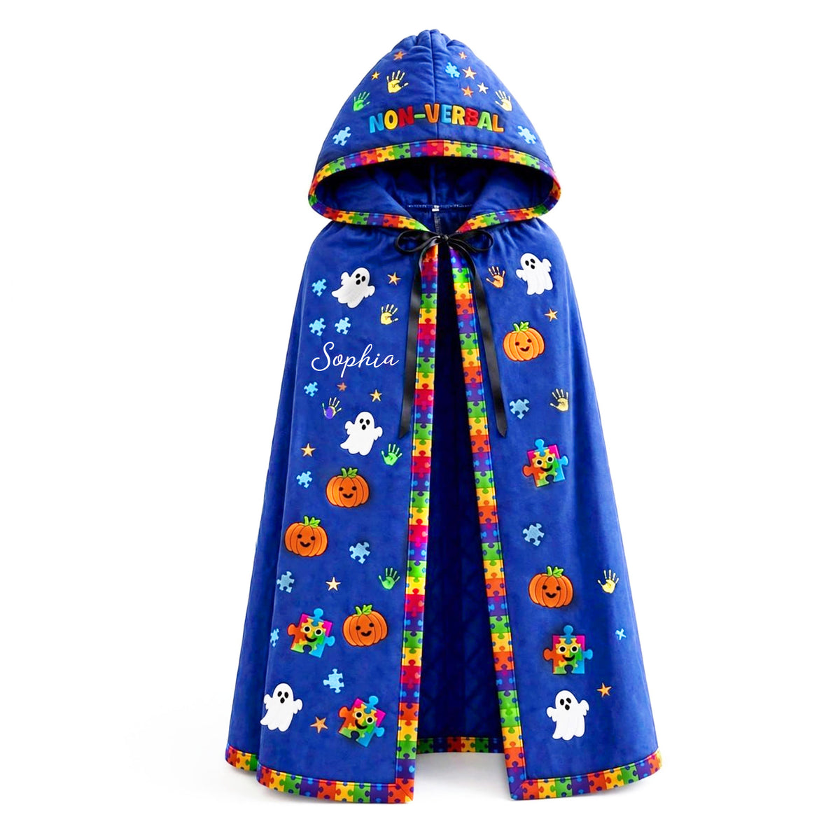 Personalized Autism Witch Quilted Witch Hat, Non Verbal Halloween Autism Witch Hat, Autism Kid Halloween Hooded Cloak, Autism Kids Witchy Collection NPND6030907