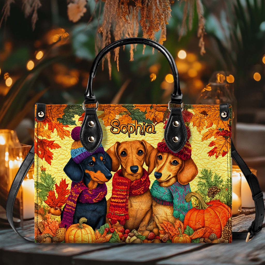 Custom Dachshund Halloween Leather Handbag And Wallet UKHM5090902