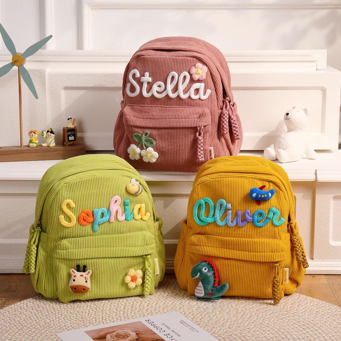 Personalized Kids Corduroy Backpack, Children's School Bag UKTD6260601