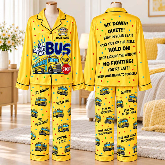 Personalized School Bus Driver Satin Pajama Set UKHM6201007