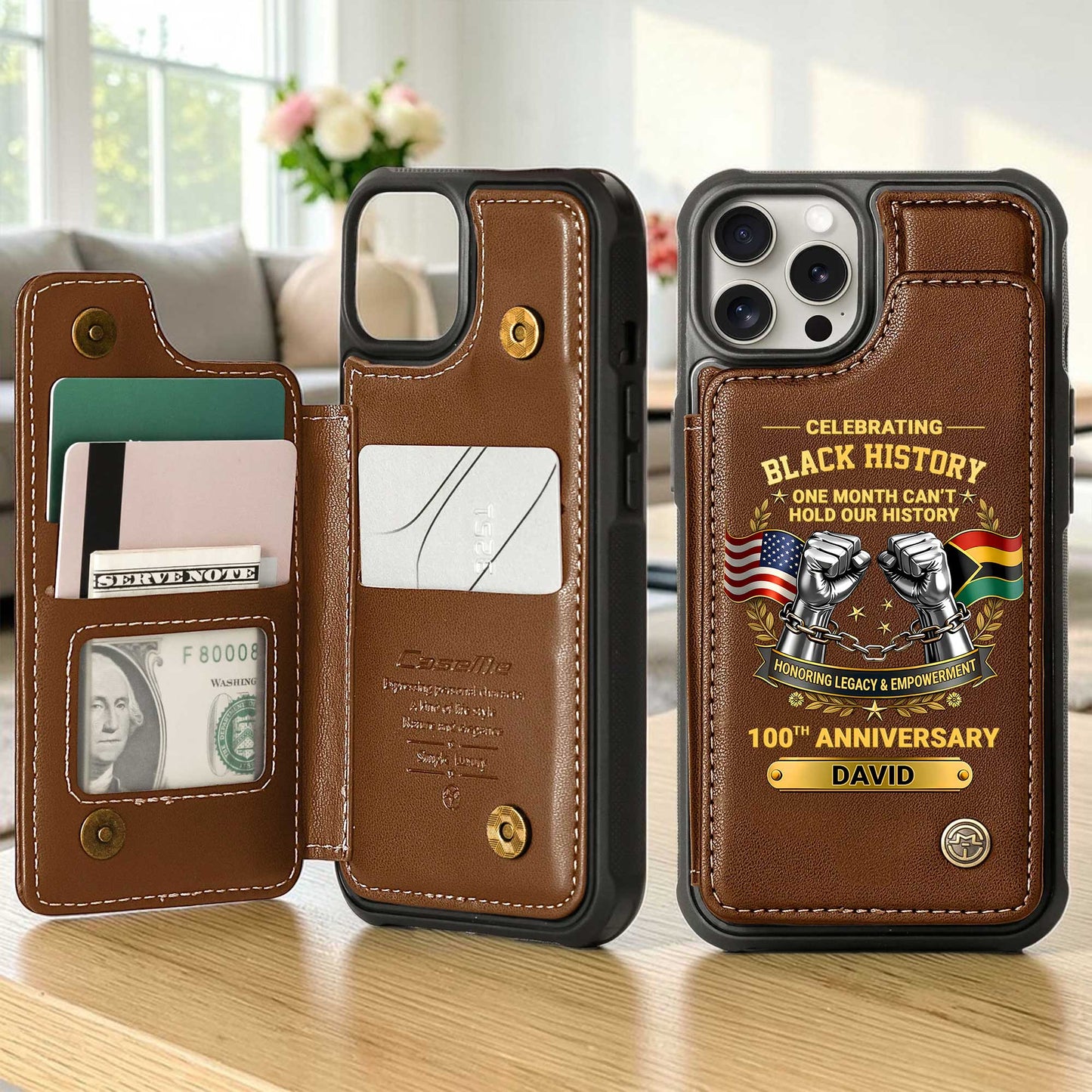 Custom 100th Anniversary Black History Leather Flip Phone Case THUU6060301