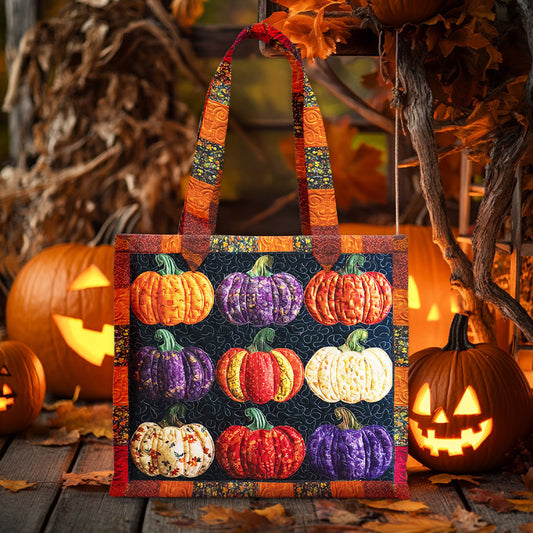 Personalized Autumn Pumpkin Halloween Quilted Tote Bag QFNT5220802