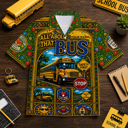 School Bus Gothic Stained Glass Hawaiian Shirt QFND6240601