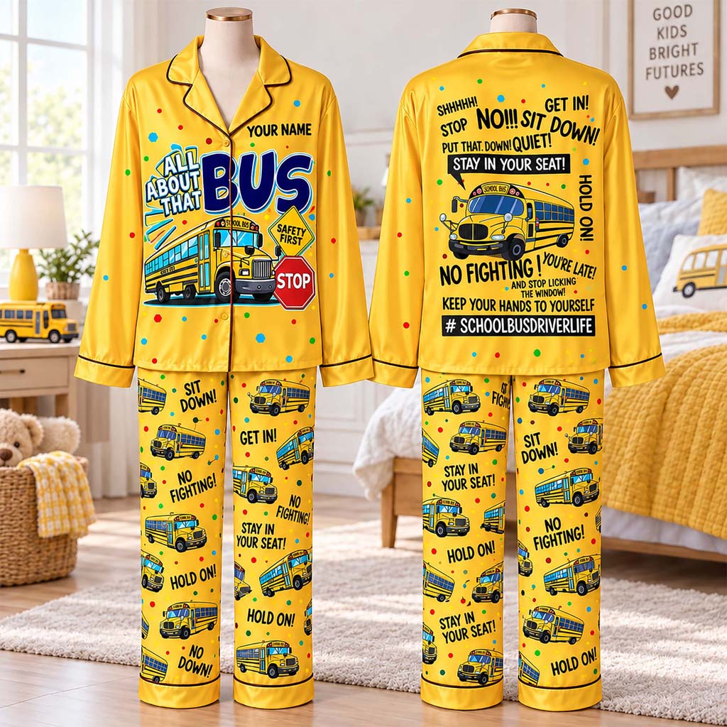 Personalized School Bus Driver Satin Pajama Set UKHM6201006