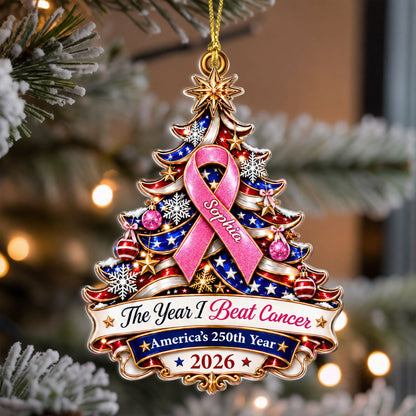 Personalized Breast Cancer Awareness 250th United States Ornament UKTD6100903