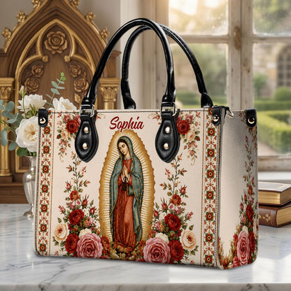 Custom Catholic Virgin Mary And Rose Handbag And Wallet, Our Lady of Guadalupe Gift PMTD6240604