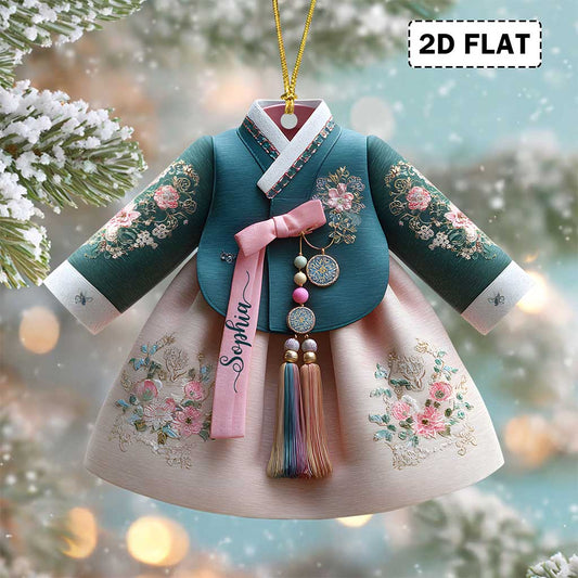 2D FLAT Personalized Korea Hanbok Acrylic Ornament QFND5100904