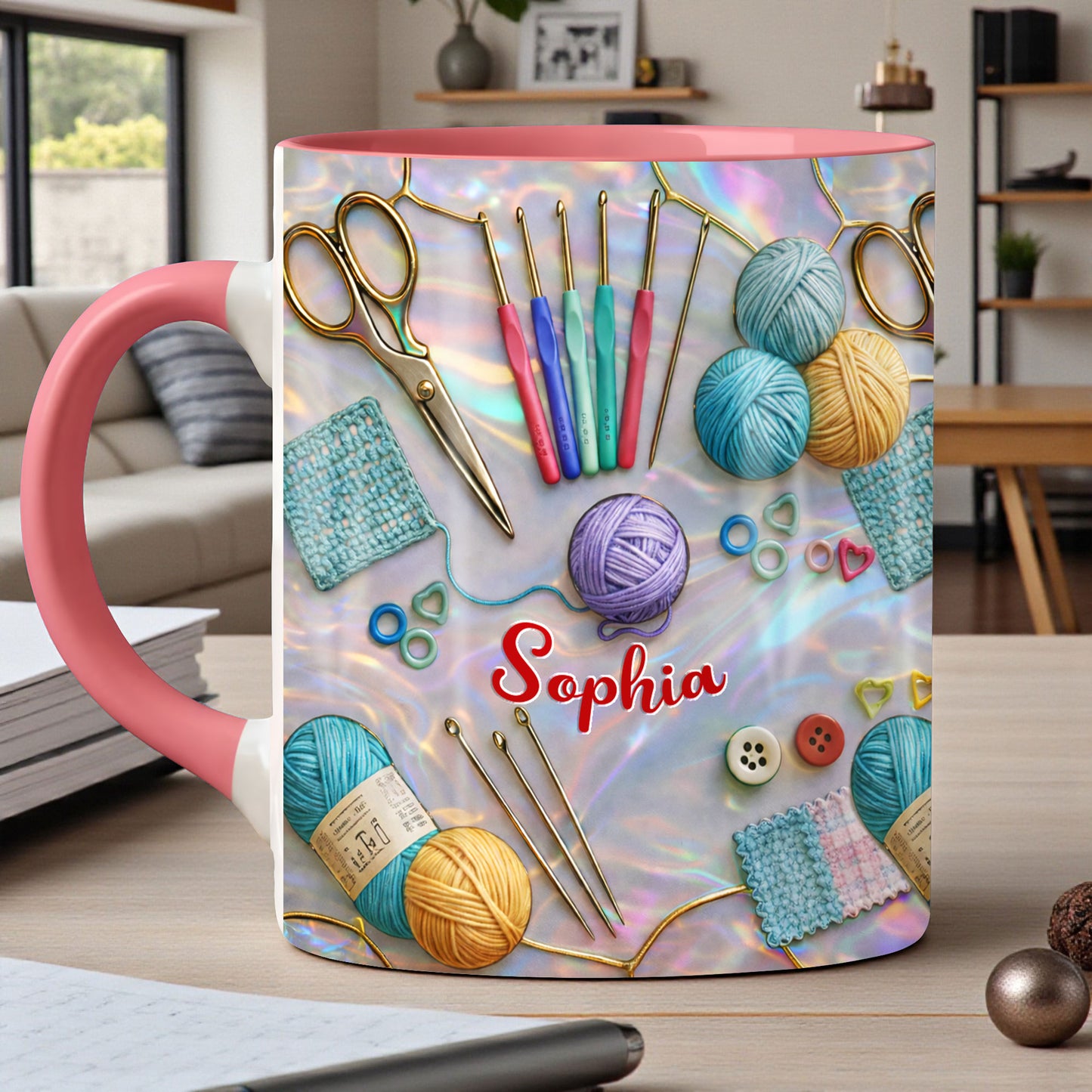 Custom Crochet Faux Stained Glass Ceramic Mug THHH6200101