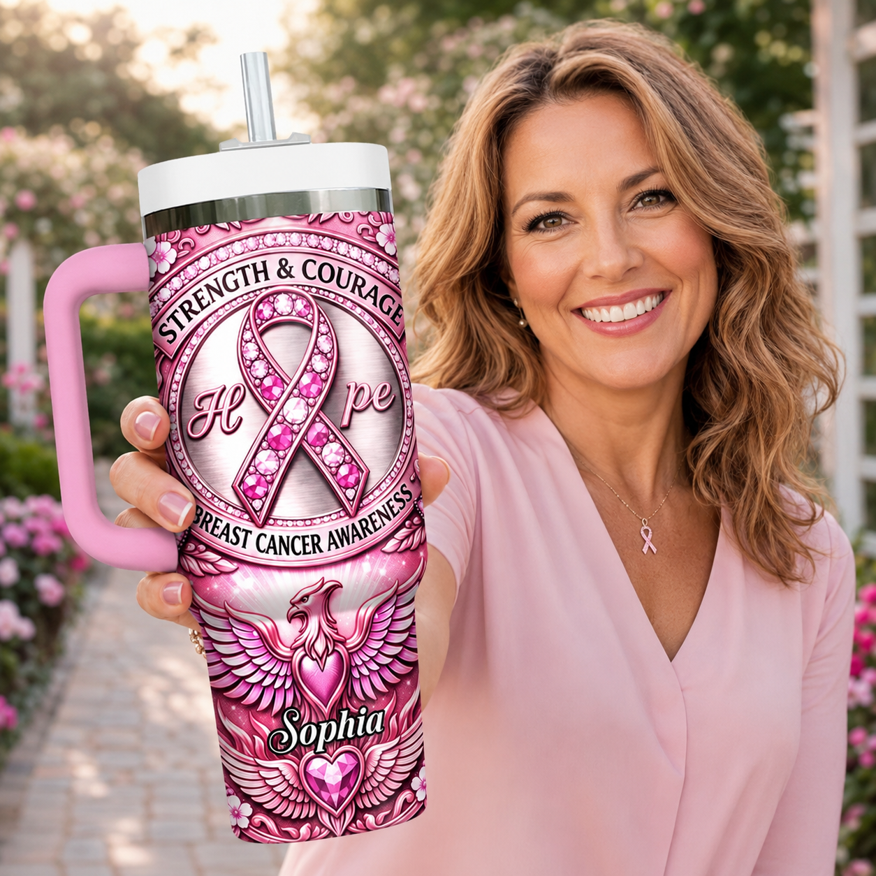 Personalized Breast Cancer Awareness 40 Oz Tumbler UKNT6070403
