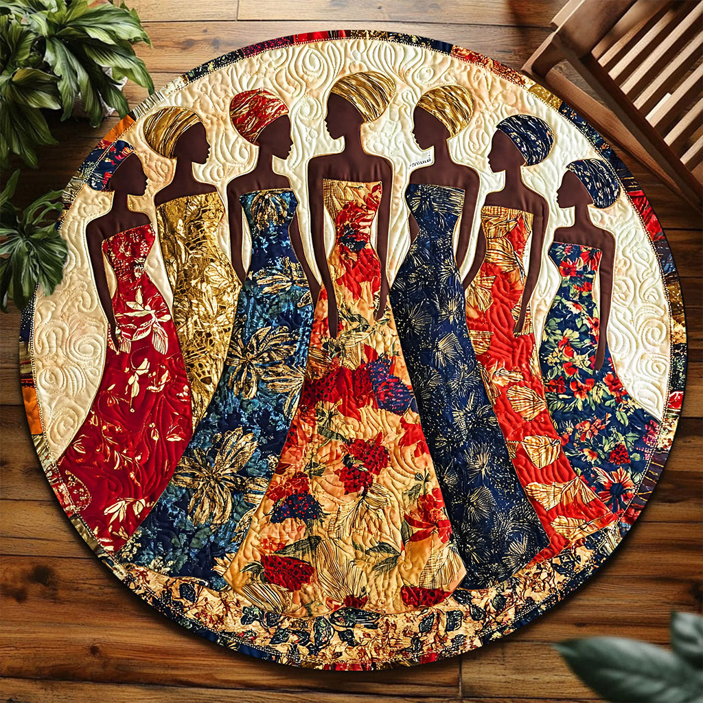 African Black Women Round Mat, Black Woman Rug UKNT5231006