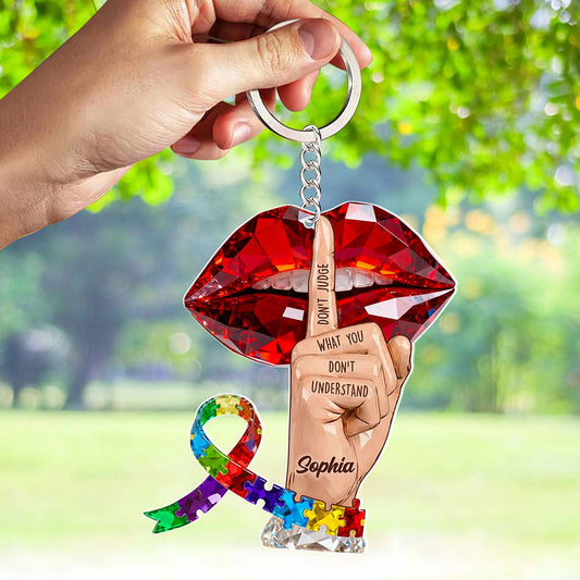 Custom Faux Crystal Autism Acrylic Keychain THHA6100403