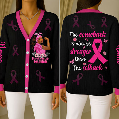 Custom Breast Cancer Knitted Cardigan UKTO5101002