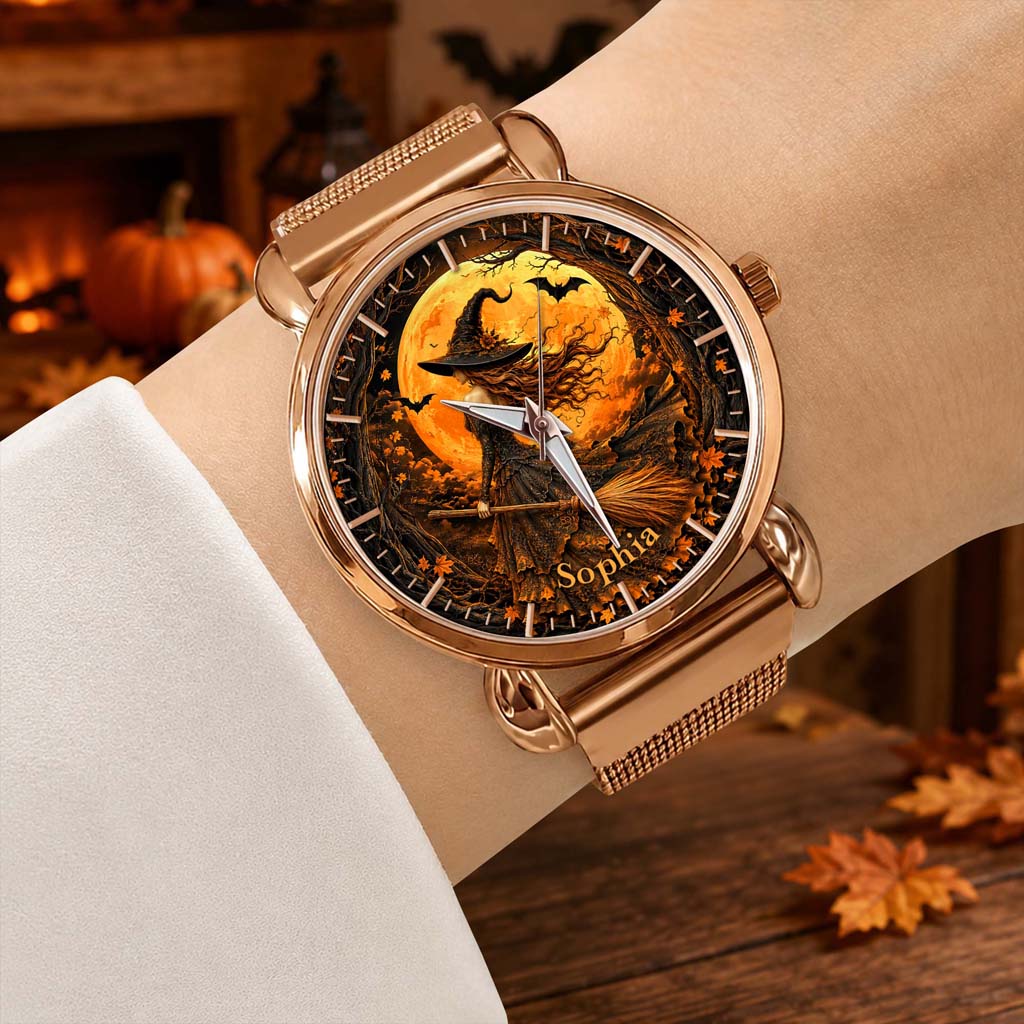 Custom Witch Black Cat Halloween  Watch For Woman UKHM6140802
