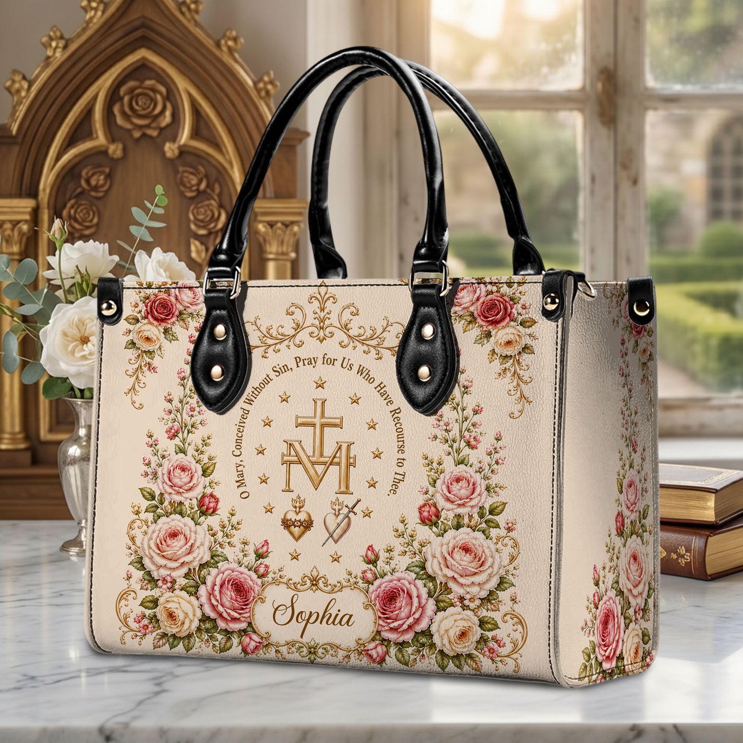 Miraculous Medal Handbag And Wallet, Virgin Mary Handbag And Wallet, Marian Cross PMTD6240606