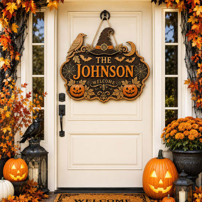 Personalized Halloween Welcome Wood Door Sign, Halloween Gift UKNT6130801