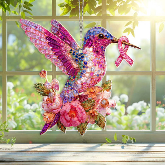 Women's Pink Ribbon Acrylic Window Hanging QFHM5190801