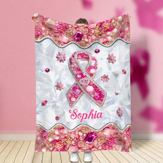 Personalized Breast Cancer Fleece Blanket QFTD5140803