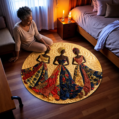 African Black Women Round Mat UKNT5241005