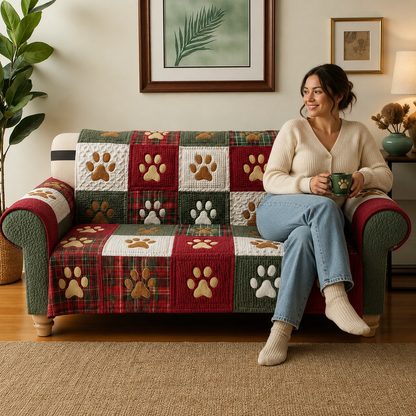 Paw Dog Quilted Sofa Cover QFTD5291002