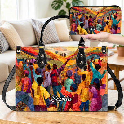 Custom Black Women History Leather Handbag Set THUU6060505