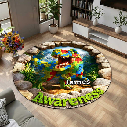 Custom Autism Dinosaur Round Rug THND6130201
