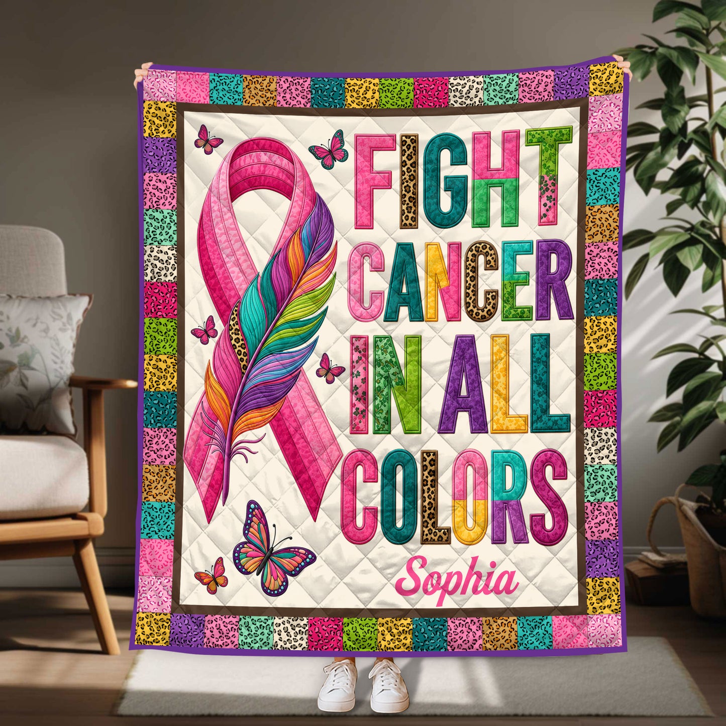 Custom Breast Cancer Quilt Blanket THND6290502