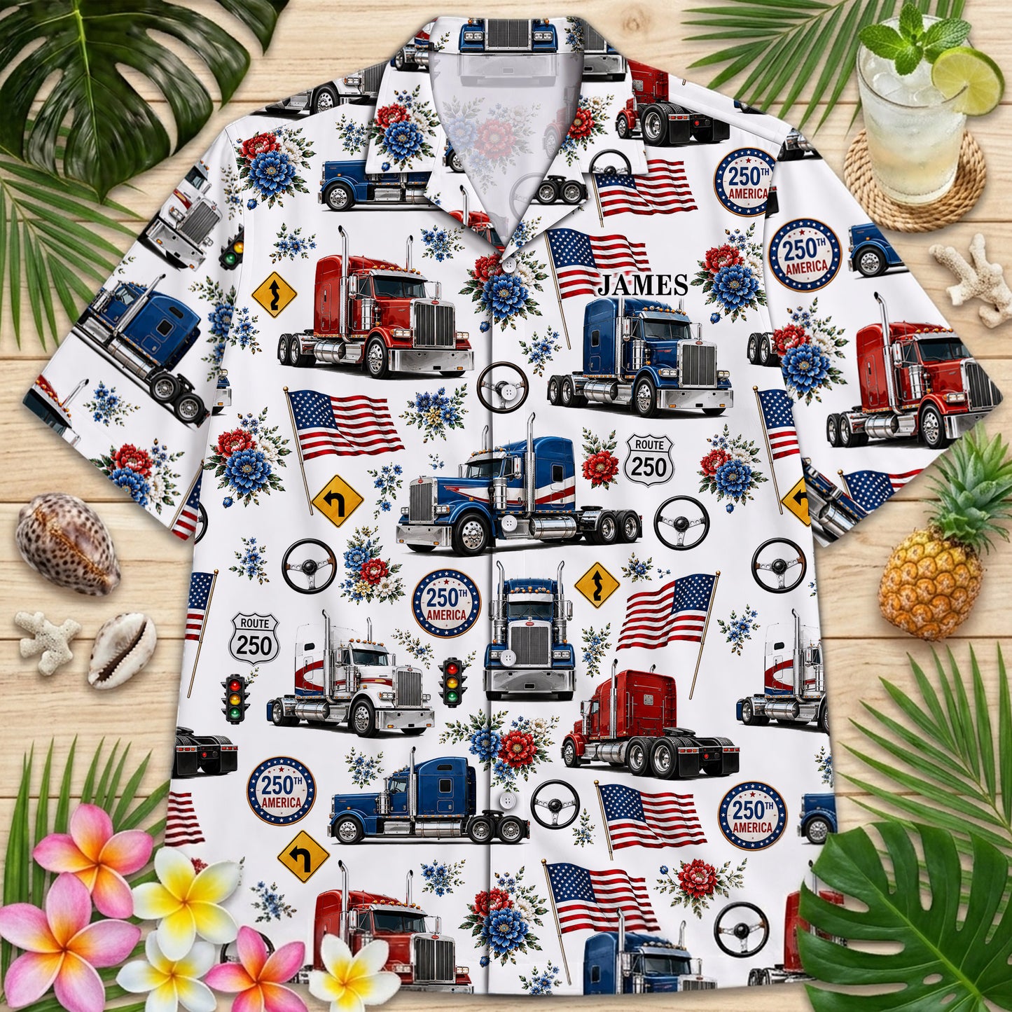 Personalized Trucker 250th Hawaiian Shirt NPND6260602