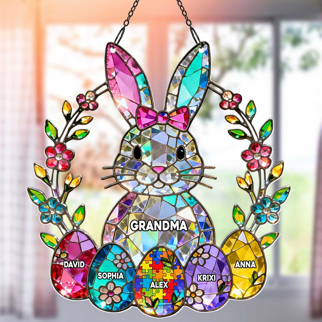 Custom Autism Family Grandma Mom Easter Acrylic Suncatcher Hanger Window THHA6020303