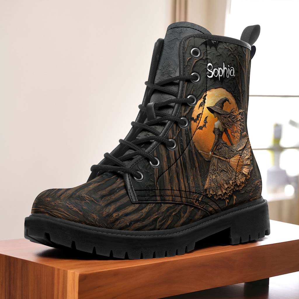 Personalized Beautiful Witchy Leather Boots Halloween QFTD5210801