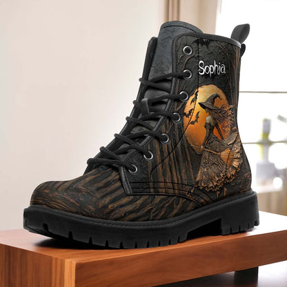 Personalized Beautiful Witchy Leather Boots Halloween QFTD5210801