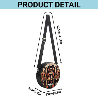 Custom Name Afro Girl PU Leather Round Crossbody Bags THUU6020301