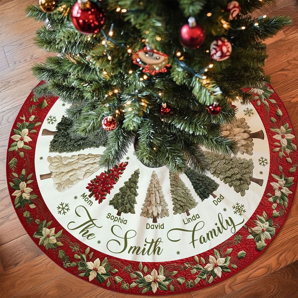 Personalized Family Name Christmas Tree Skirts, Family Gift for Xmas QFTO5260902