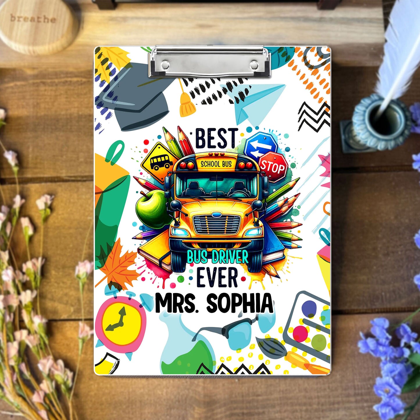 Personalize School Bus Driver Clipboard, Gift for bus drivers UKND6280713