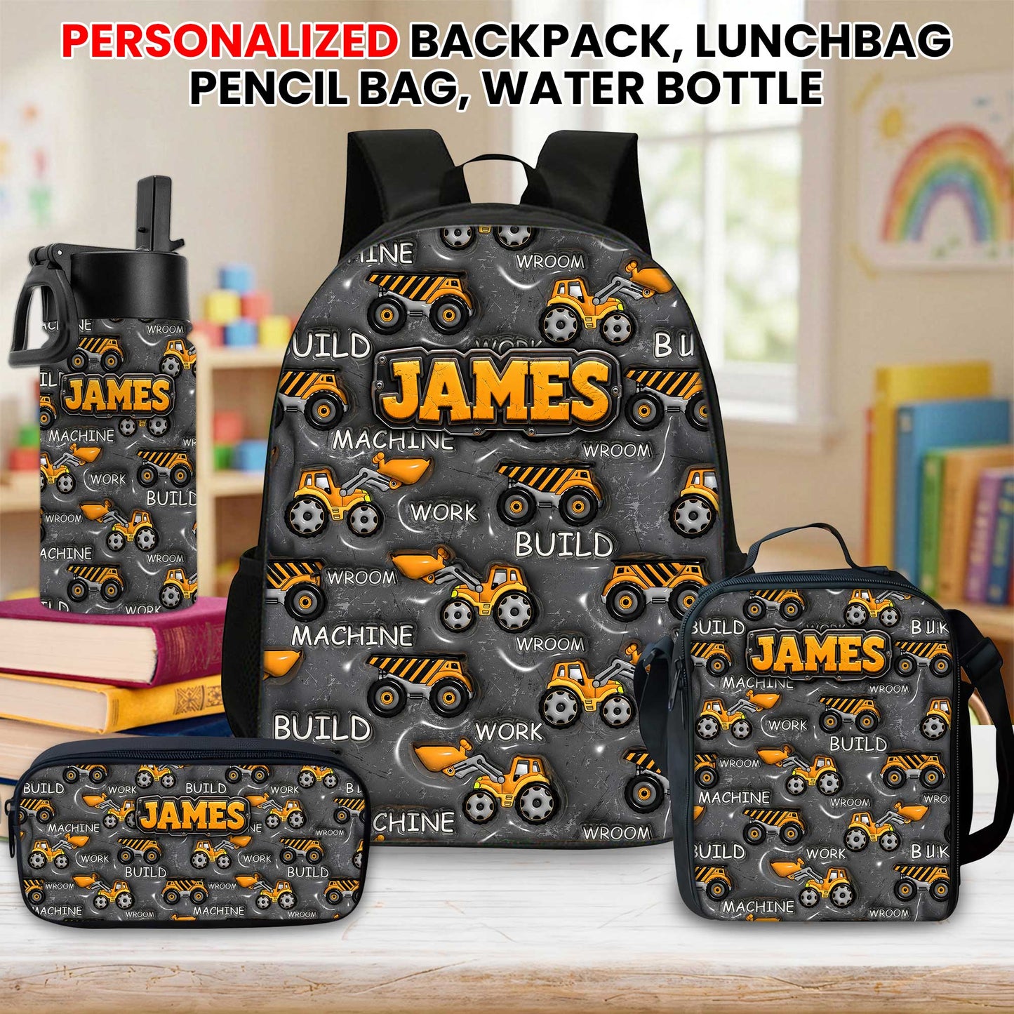 Personalized Inflat Construction Vehicles Backpack NPHA6030701