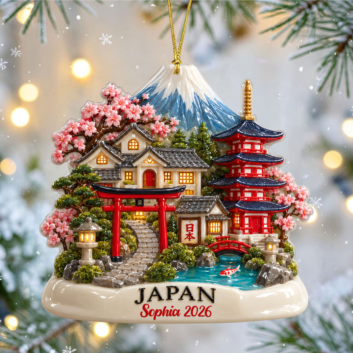 Custom Japan 3D Acrylic Ornament UKND6150909