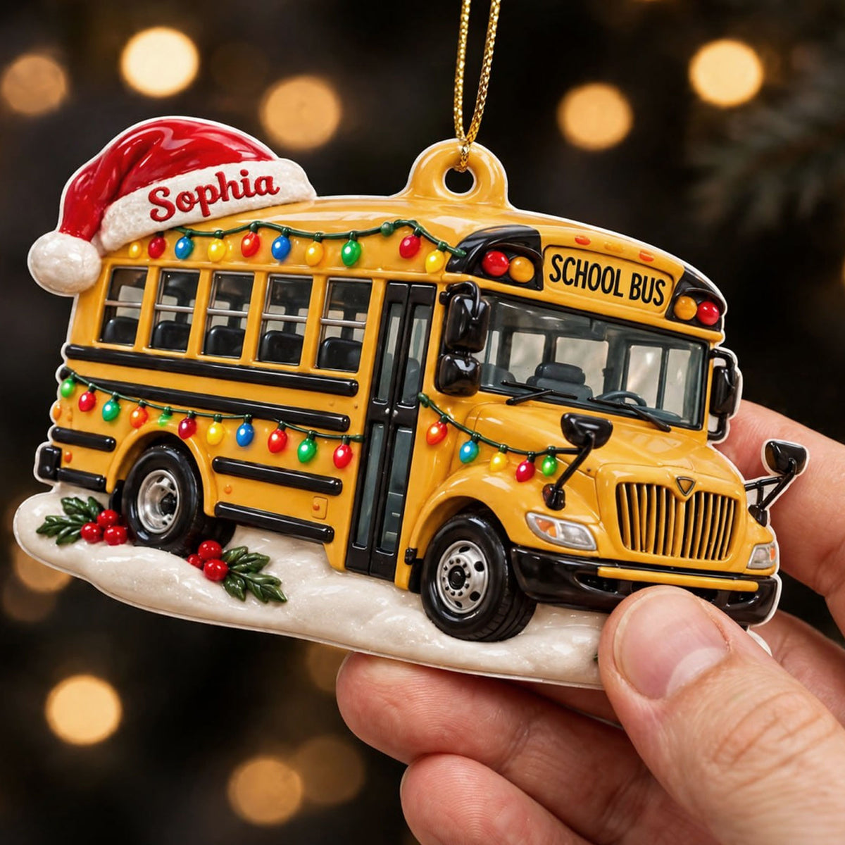 Personalized School Bus 3D Relief Acrylic Ornament, 3D Ornament Gift for School Bus Drive NPND6101007